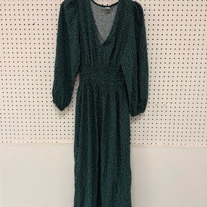 GAP Dark Green Patterned V-Neck Maxi Dress